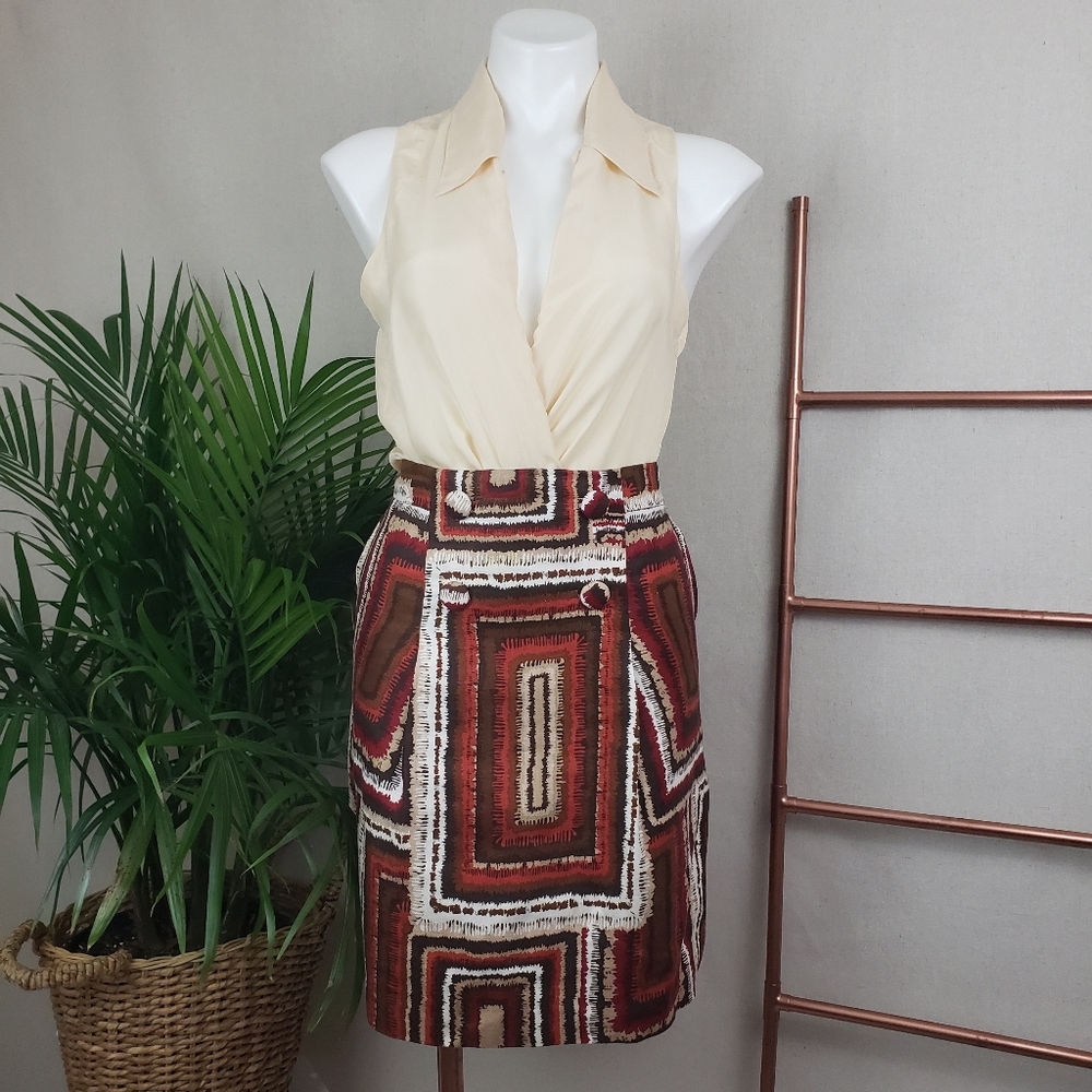 Vintage Worthington Multicolor Tribal Print Skirt